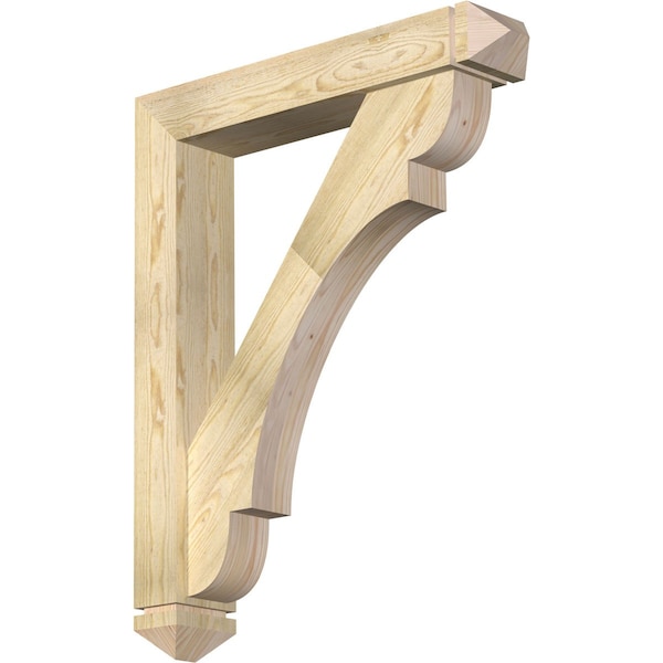 Ekena Millwork Olympic Arts and Crafts Rough Sawn Bracket w/ Offset Brace, Douglas Fir, 6"W x 32"D x 40"H BKT0604X32X40OLY03RDF - main